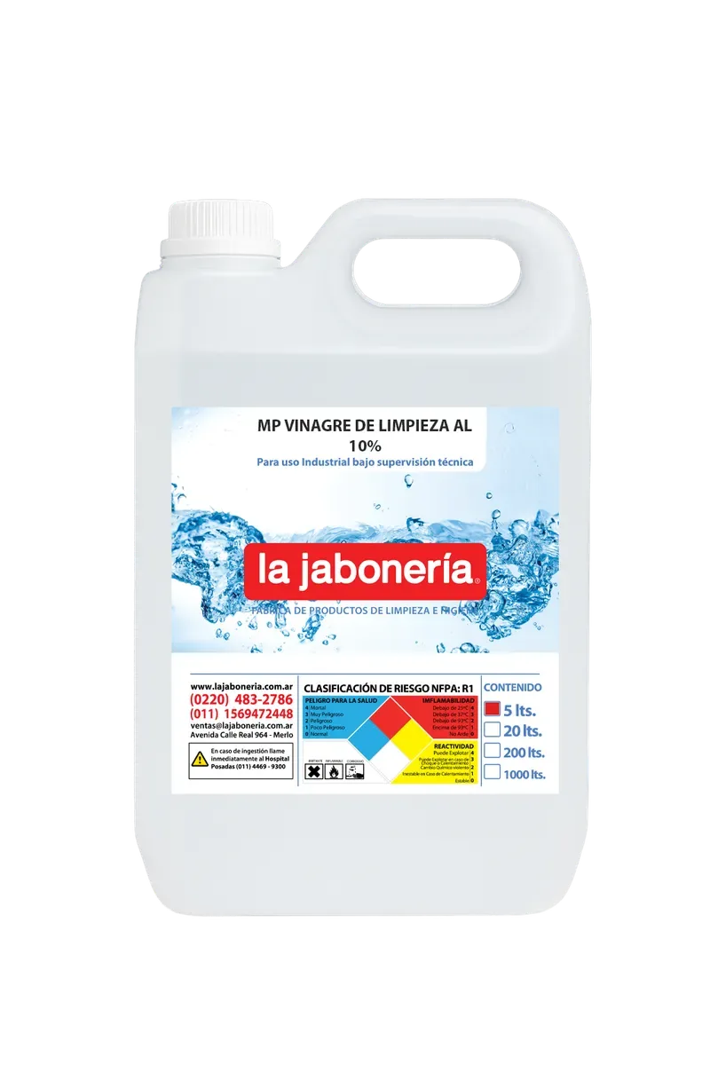Vinagre de Limpieza 10% — Desinfección · La Jabonería